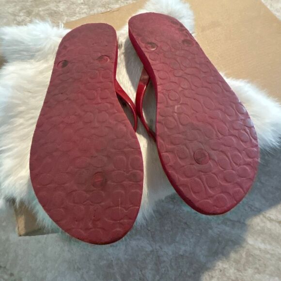 COACH Red Flip Flops - Picture 4 of 5